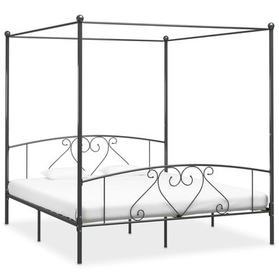 vidaXL Cadre de lit à baldaquin sans matelas gris métal 200x200 cm