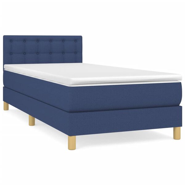vidaXL Sommier &agrave; lattes de lit avec matelas Bleu 90x190 cm Tissu
