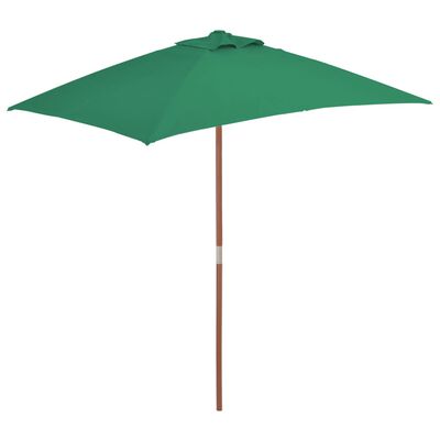 vidaXL Parasol d'extérieur avec mât en bois 150x200 cm vert