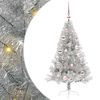 vidaXL Sapin de No&euml;l artificiel pr&eacute;-&eacute;clair&eacute; Argent 120 cm PET
