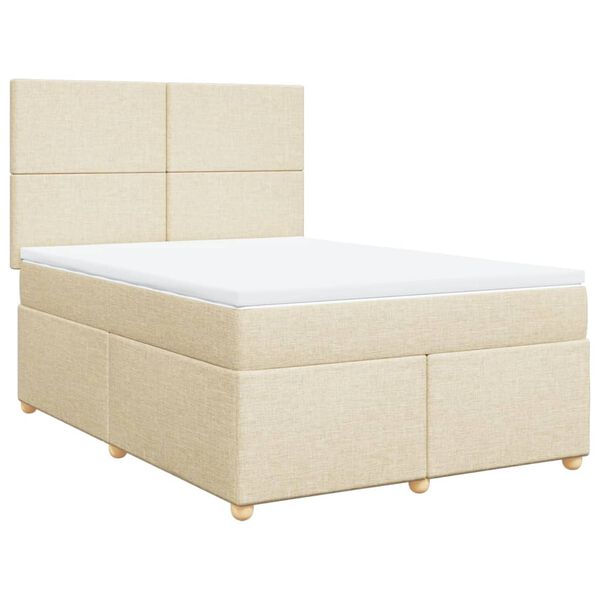 vidaXL Sommier &agrave; lattes de lit avec matelas Cr&egrave;me 140x190 cm Tissu