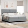 vidaXL Lit &agrave; ressorts avec matelas Gris clair 200 x 200 cm tissu