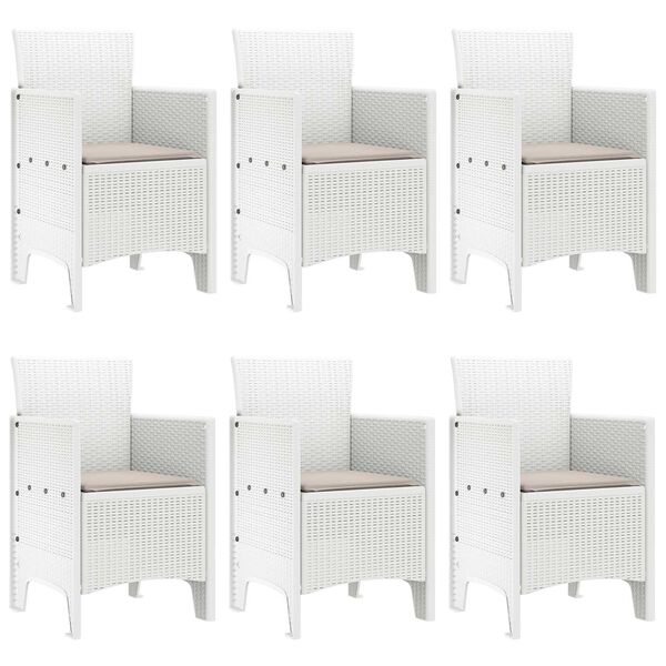 vidaXL Ensemble de salle &agrave; manger pour jardin 7 pcs Blanc Rattan Polt