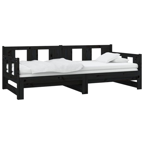 vidaXL Lit coulissant sans matelas noir 2x(80x200)cm