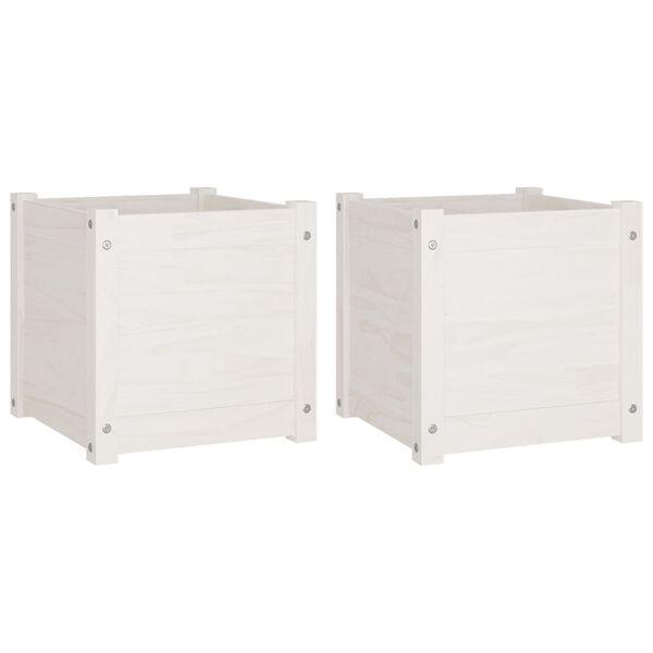 vidaXL Jardinières d'extérieur 2 pcs Blanc 40x40x40 cm Bois de pin