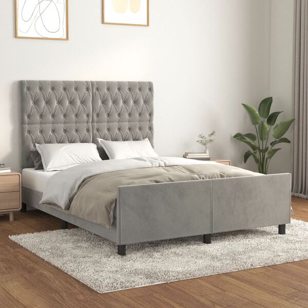 vidaXL Cadre de lit sans matelas gris clair 140x200 cm velours