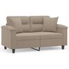 vidaXL Canap&eacute; 2 places avec oreillers taupe 120 cm tissu microfibre