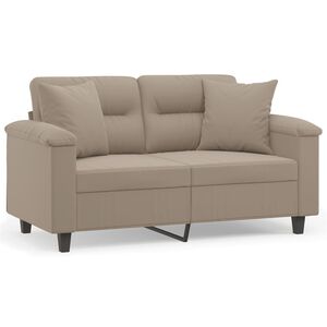 vidaXL Canap&eacute; 2 places avec oreillers taupe 120 cm tissu microfibre