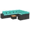 vidaXL Ensemble de canap&eacute; de jardin 10 pcs avec coussins noir r&eacute;sine tress&eacute;e