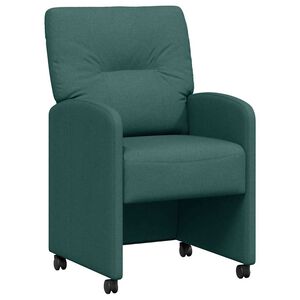 vidaXL Chaises de Salle &agrave; Manger avec Roues 2 pc tissu Vert fonc&eacute;