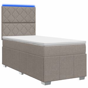vidaXL Lit boxspring LED avec matelas Taupe 100 x 200 cm Tissu