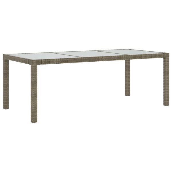 vidaXL Table de jardin Gris 190x90x75 cm Verre tremp&eacute;/r&eacute;sine tress&eacute;e