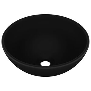 vidaXL Lavabo rond de salle de bain Noir mat 32,5x14 cm Céramique