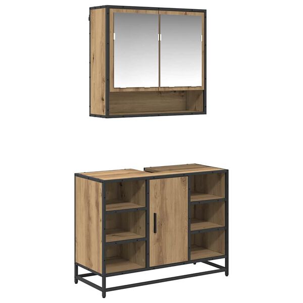 vidaXL Ensemble de mobilier de salle de bain 2 pcs Ch&ecirc;ne artisanal