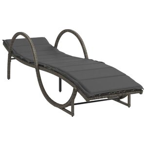 vidaXL Chaise longue avec coussin gris 60x199x42 cm r&eacute;sine tress&eacute;e