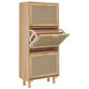 vidaXL Armoire &agrave; chaussures Marron 52x25x115cm Bois d'ing&eacute;nierie/rotin