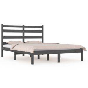 vidaXL Cadre de lit sans matelas gris bois massif 200x200 cm