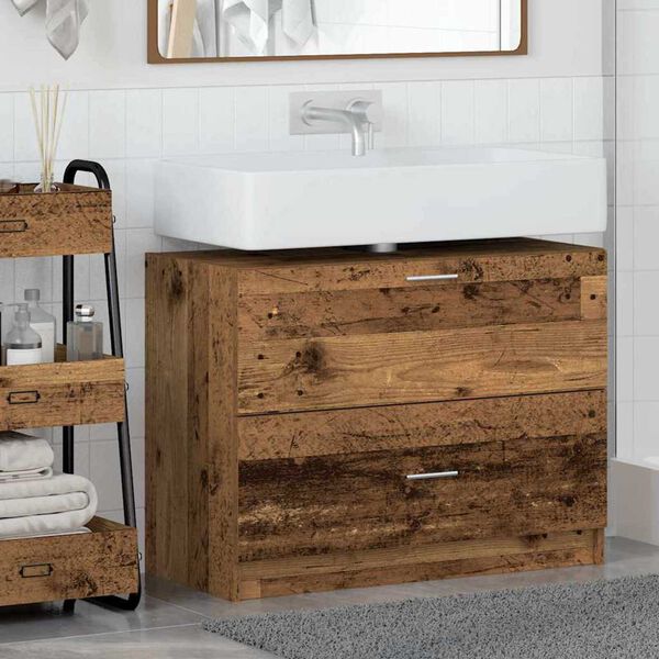 vidaXL Cabinet de salle de bain avec porte Bois Ancien 78 x 37 x 59 cm