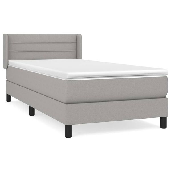 vidaXL Sommier &agrave; lattes de lit avec matelas Gris clair 100x200cm Tissu