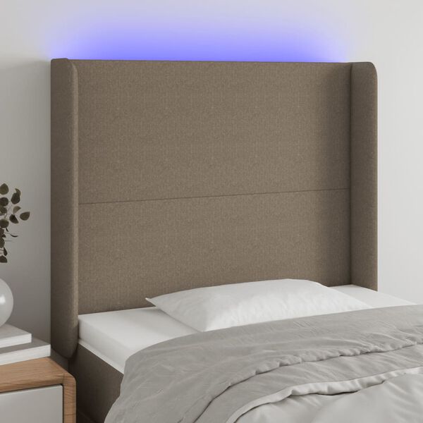 vidaXL T&ecirc;te de lit &agrave; LED Taupe 103x16x118/128 cm Tissu