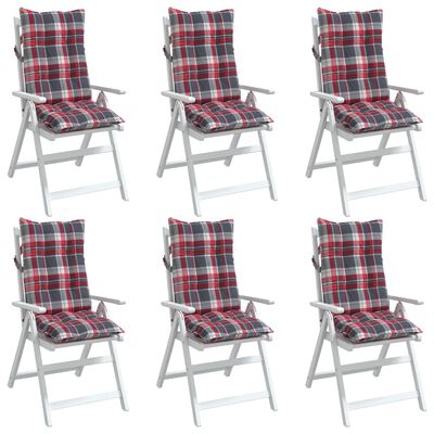 vidaXL Coussins de chaise à dossier haut lot de 6 motif carreaux rouge