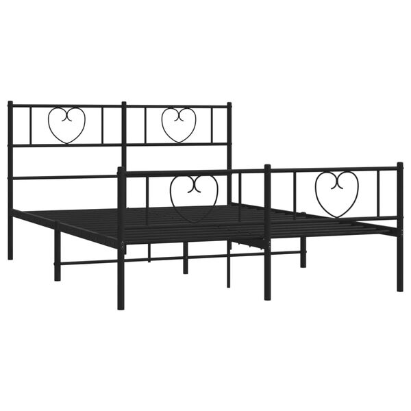 vidaXL Cadre de lit m&eacute;tal sans matelas avec pied de lit noir 140x200cm