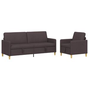 vidaXL Canap&eacute; avec rangement 2 pc Marron fonc&eacute; Polyester