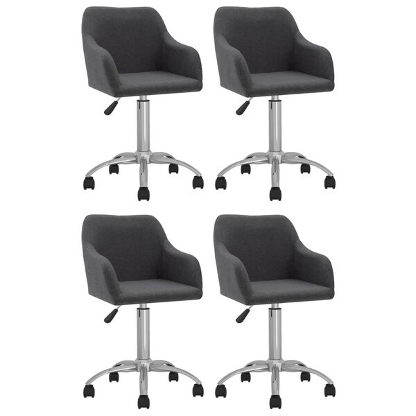 vidaXL Chaises pivotantes &agrave; manger lot de 4 gris fonc&eacute; tissu
