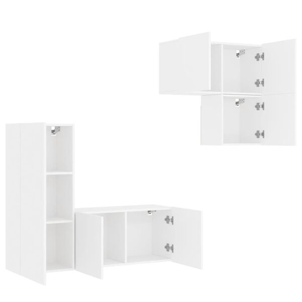 vidaXL Unit&eacute;s murales TV 4 pcs blanc bois d'ing&eacute;nierie