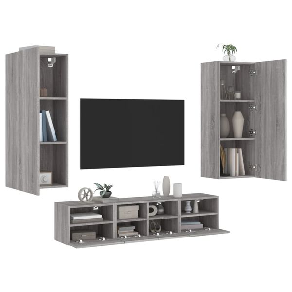 vidaXL Unités murales TV 5 pcs sonoma gris bois d'ingénierie