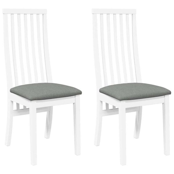 vidaXL Chaises à manger coussins 2 pcs blanc bois massif caoutchouc