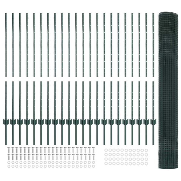 vidaXL Cl&ocirc;ture avec poteau Vert 1,2 x 50 m Acier et PVC