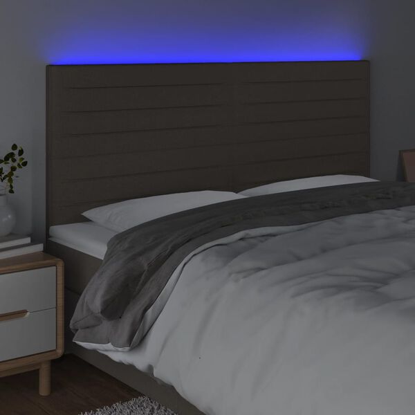vidaXL T&ecirc;te de lit &agrave; LED Taupe 160x5x118/128 cm Tissu