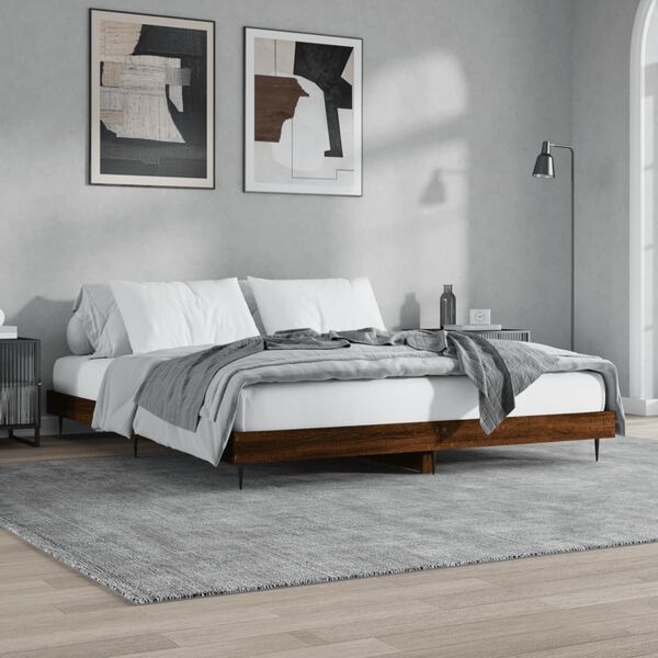 vidaXL Cadre de lit sans matelas ch&ecirc;ne marron 200x200 cm