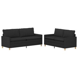 vidaXL Ensemble de Canap&eacute;s 2 pc Noir Tissu
