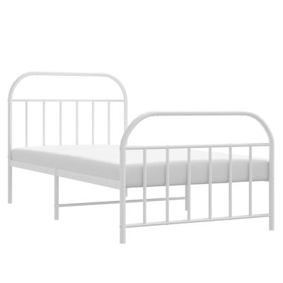 vidaXL Cadre de lit métal sans matelas et pied de lit blanc 107x203 cm