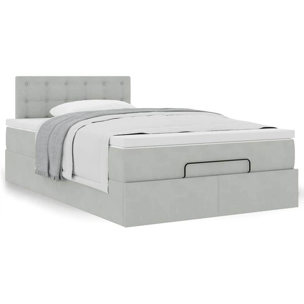 vidaXL Lit ottoman avec matelas gris clair 120x190 cm velours