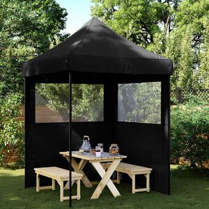 vidaXL Tente de r&eacute;ception pliable escamotable 2 parois lat&eacute;rales noir