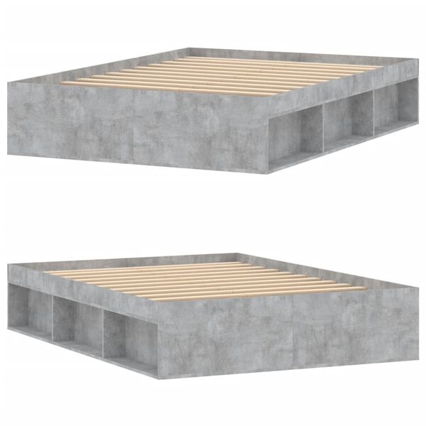 vidaXL Cadre de lit sans matelas gris b&eacute;ton 135x190 cm