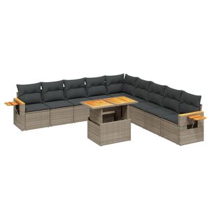 vidaXL Salon de jardin 11 pcs avec coussins gris r&eacute;sine tress&eacute;e