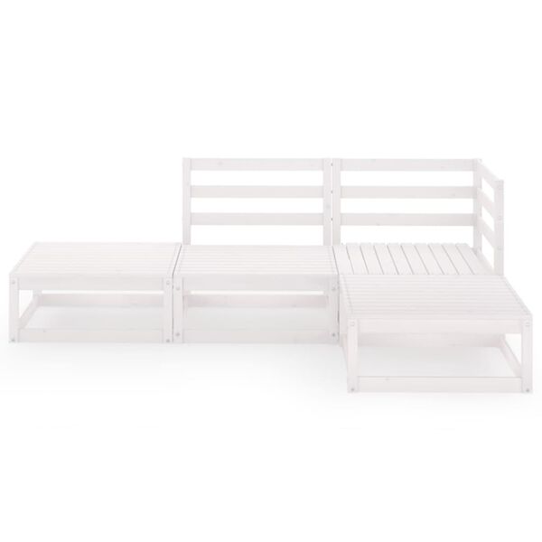 vidaXL Salon de jardin 4 pcs Blanc Bois de pin massif