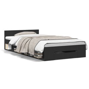 vidaXL Cadre de lit avec tiroir sans matelas noir 100x200 cm