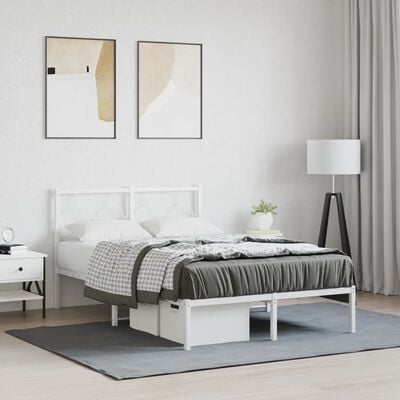 vidaXL Cadre de lit métal avec tête de lit blanc 120x190 cm