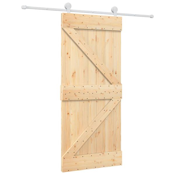 vidaXL Porte coulissante et kit de quincaillerie 90x210 cm pin massif