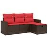 vidaXL Ensemble de canap&eacute; de jardin 4 pcs avec coussins marron