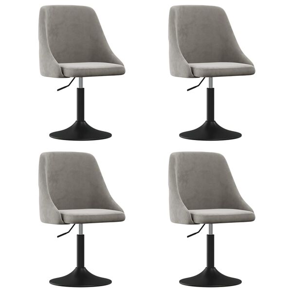 vidaXL Chaises &agrave; manger lot de 4 Gris clair Velours