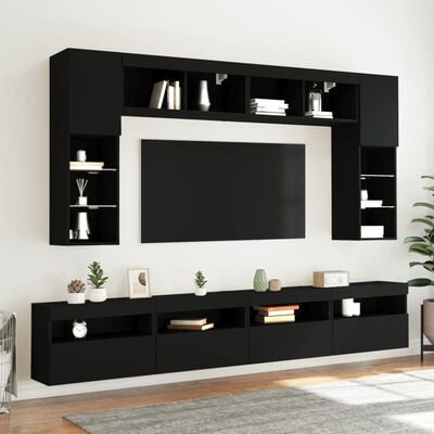 vidaXL Meuble TV mural avec lumières LED noir 60x30x40 cm