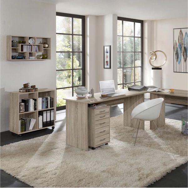 FMD Étagère murale rectangulaire avec 8 compartiments Couleur chêne