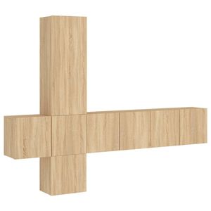 vidaXL Unit&eacute;s murales TV 5 pcs ch&ecirc;ne sonoma bois d'ing&eacute;nierie