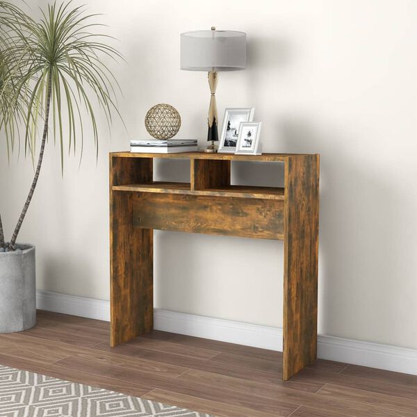 vidaXL Table console Chêne fumé 78x30x80 cm Bois d'ingénierie